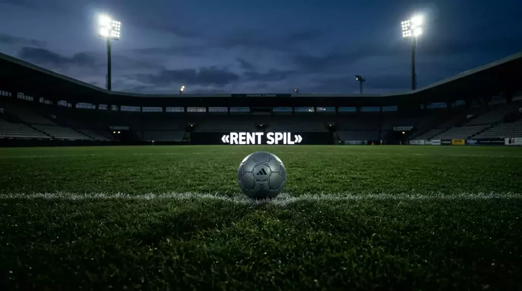Fodbold på en tom bane med dramatisk belysning der symboliserer kampintegritet